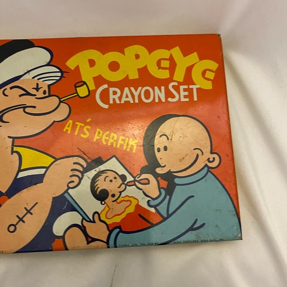 Vintage Popeye Tin Crayon Case with Chubby Chunky Crayons King  American Crayon - Picture 14 of 15